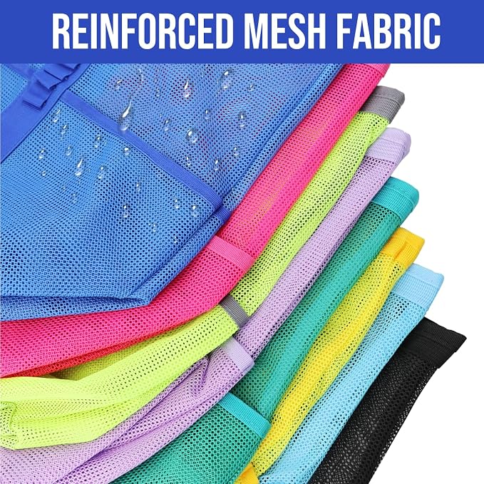 Large Mesh Beach Tote Bag, 9-Pocket Foldable Summer Vacation Beach Bag for Travel, Pool, Gym, Cruise - Image 6