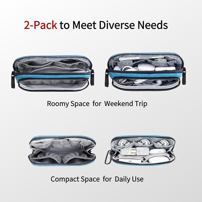 Electronics Organizer Travel Case, Cord Organizer Travel Essentials, Cable Bag, Tech Pouches,Blue 19NV & 20NV - Image 2
