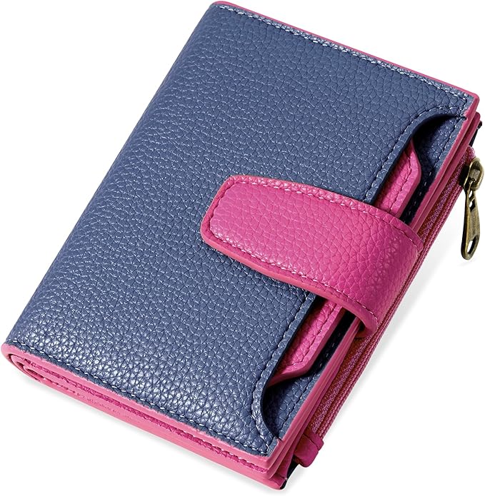 Small Wallet Women RFID Blocking Soft Leather Bifold Compact Card Holder Wallet for Women with Zipper Coin Pocket 4 ID Window by Airkit