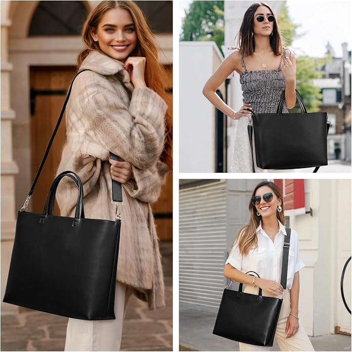 KALIDI Tote Bag Zipper Shoulder Bag Vegan Leather Purses Satchel for Women | Large Casual Handbag for Work Commuting Dating College Everyday - Image 2