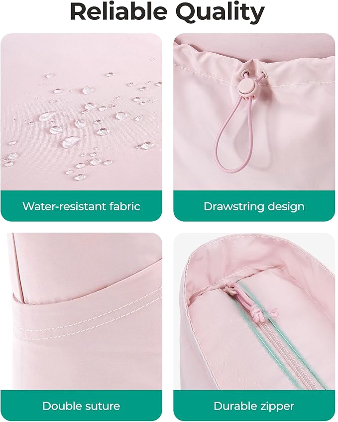 BAGSMART Foldable Tote Bag with Drawstring Bag, Tote Bag Shoulder Bag Top Handle Handbag for Travel, Work, Beach, Gym - Image 6