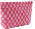 Cosmetic Bags for Women - Corduroy Cosmetic Bag Aesthetic Women Handbags Purses Smile Dots Makeup Organizer Storage Makeup Bag Girls Case Bags (Q-Checkered pink) by Gardsell