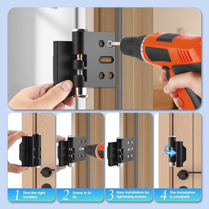 Home Door Reinforcement Lock - High Security Door Lock for Child Safe & Home Defense, Aluminum Guard for Inward Swinging Doors (Black) - Image 5