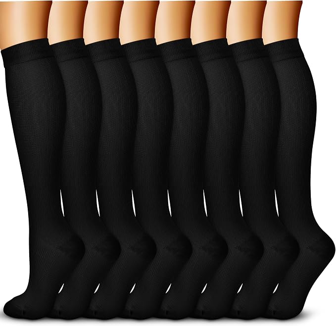 QUXIANG Copper Compression Socks for Women & Men Circulation (8 Pairs) - Best for Running Athletic Cycling - 15-20 mmHg by QUXIANG
