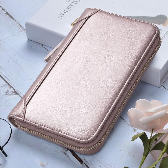 Easyoulife Credit Card Holder Wallet Womens Zipper Leather Case Purse RFID Blocking - Image 2