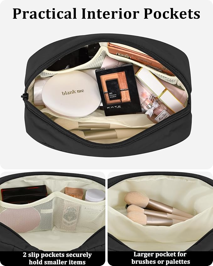 Makeup Bag Cosmetic Bag Travel Toiletry Bag for Women Puffy Padded Cosmetic Pouch Purse Wide-open Makeup Organizer Case Travel Essentials - Image 6