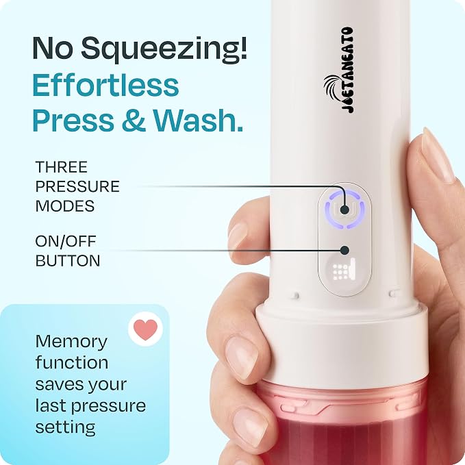 Portable Electric Bidet for Travel - Portable Bidet Rechargeable Handheld Sprayer with 3 High Pressure Modes, USB-C, Adjustable Nozzle & Extra Clean Kit, IPX6 Waterproof Peri Bottle (Pink) - Image 4