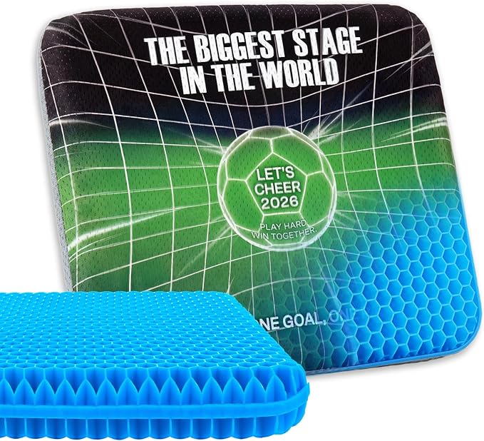 Gel Stadium Seat Cushion for Bleachers, Double Thick Cooling Breathable | Non-slip Base and Washable Zip Cover, Portable Carry Bag, Sports Games, Stadium Seats, Outdoor Events, Office Chair by Unknown