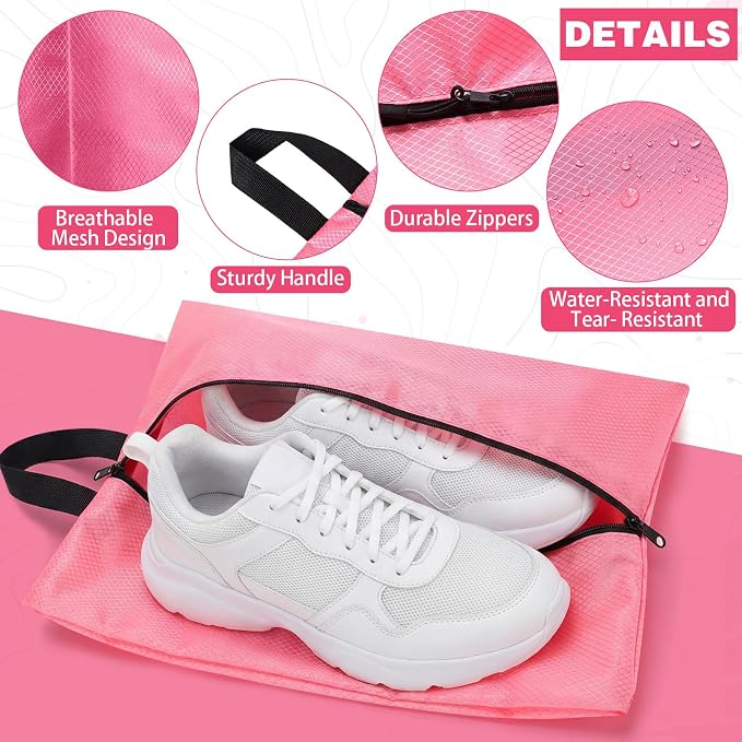 6 Pcs Travel Shoe Bags with Zipper Nylon Portable Waterproof Suitcase Shoe Organizer Packing for Golf(L,Purple) - Image 3