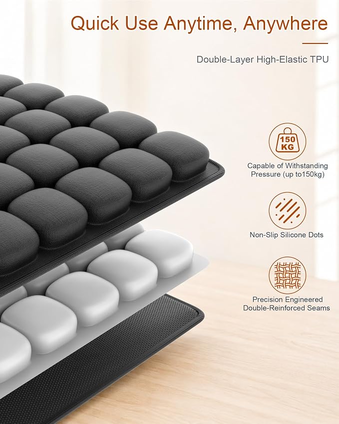JQinHome Inflatable Seat Cushion with 42 Airbags, Press-Type Airplane Cushion for Long Flights, Portable Sondur Travel Cushion, Ergonomic Travel Seat Cushion for Airplane, Car, Office & Wheelchair - Image 3