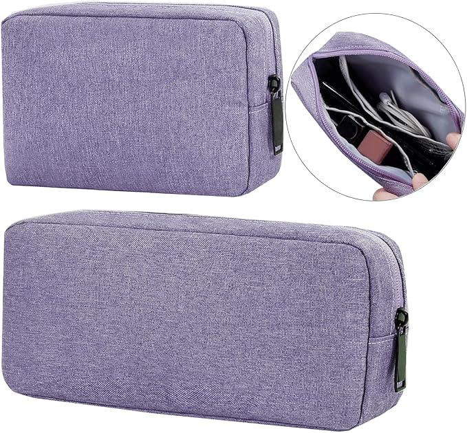 CAAORDKSO Small Cable Organizer Bag, Charger Organizer Case Pouch Travel Bag, Waterproof Electronics Accessories Case for USB, Cable, Cord, Charger, Phone, Power Bank, Earphone (Small-Purple) - Image 5