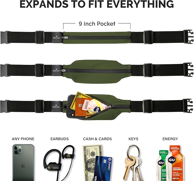 Back Bay Slim Running Belt for Women & Men [Fits ALL Phones], Runners Fanny Pack for Men, Money Belt, Running Gear Gift, Waist Bag Workout Gear, iPhone Runner's Phone Holder Waist Pack - Image 5