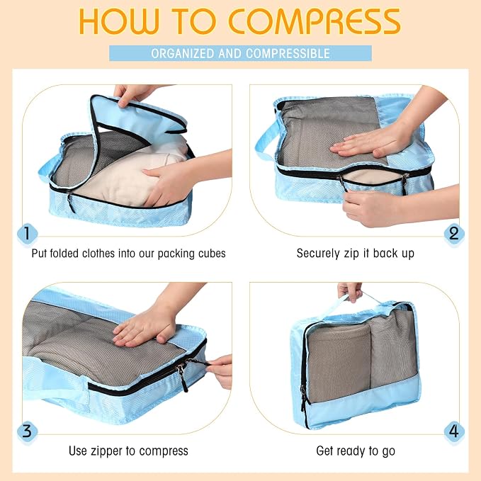 5 Pcs Packing Cubes for Suitcase Large Travel Cubes Carry on Luggage Organizer Bags for Clothes Accessories(S,Pastel) - Image 4