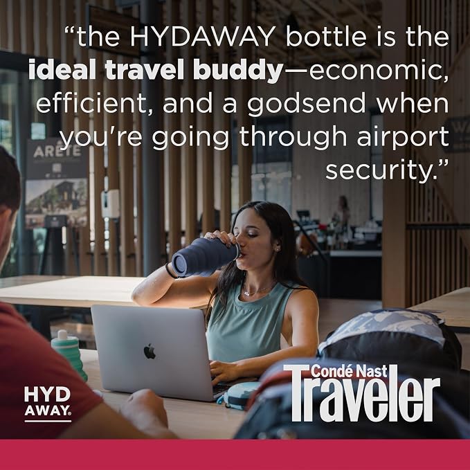HYDAWAY 25oz Collapsible Water Bottle, Packable Leakproof for Travel | Large capacity design. Folds flat for carry-ons, day bags, hiking packs. Leakproof, BPA-free. - Image 6