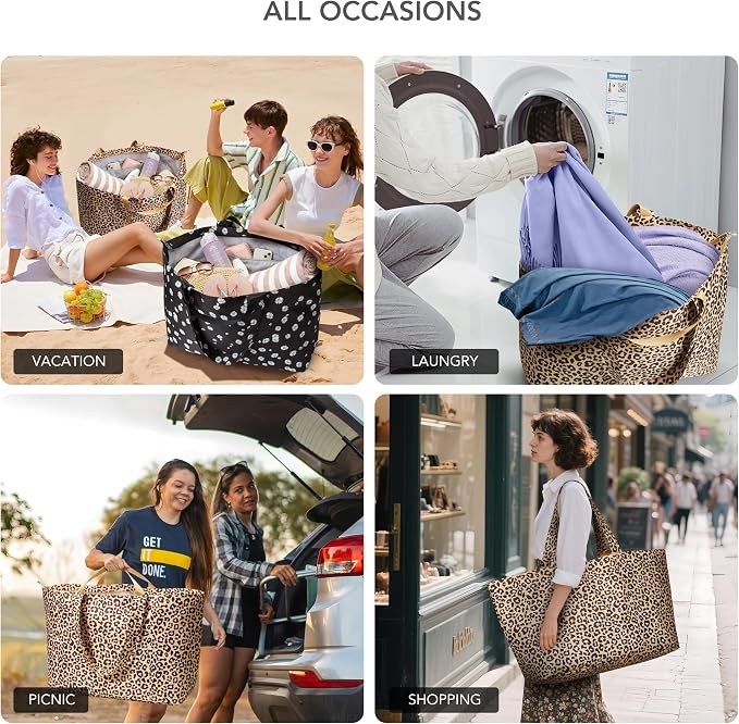 KALIDI 60L Extra Large Beach Tote Oversized Bag Zipper Utility Weekender | Anti Splash Huge Foldable Lightweight Duffle Carrier for Vacation Travel Shopping Reusable Grocery Organize - Image 4