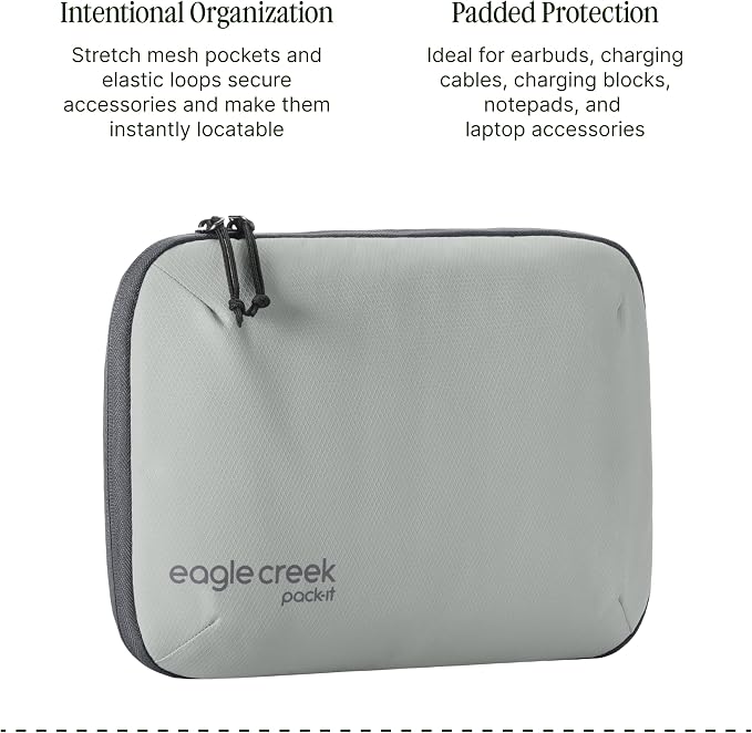 Eagle Creek Pack-It E-Tools Organizer Pro, Storm Grey | Compact Tech Accessory Pouch with Charging Cord Organizer, Small Tech Accessories Pouch, Travel Essentials - Image 4