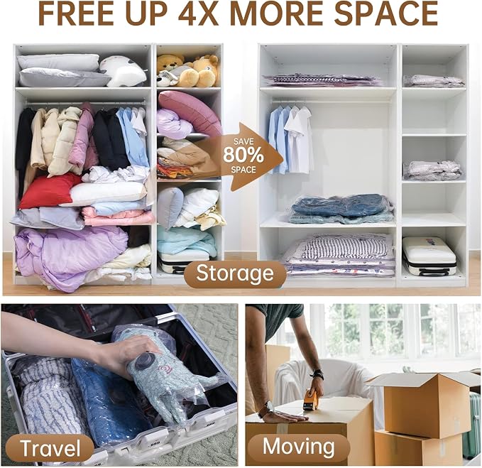 Vacuum Bags for Travel with Wireless Rechargeable Pump, 15 Pack Carry-on Size Compression Packing Seal Bags for Luggage and Suitcase, Space Saver Vacuum Storage Bags for Clothes and Clothing Travel - Image 9