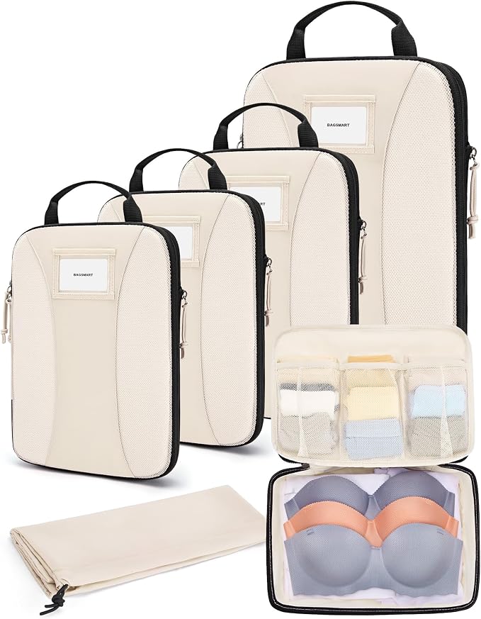 BAGSMART Compression Packing Cubes, 6 PCS Packing Cubes for Suitcases, Travel Bags Organizer for Luggage, Lightweight Packing Cube for Travel Essentials by BAGSMART