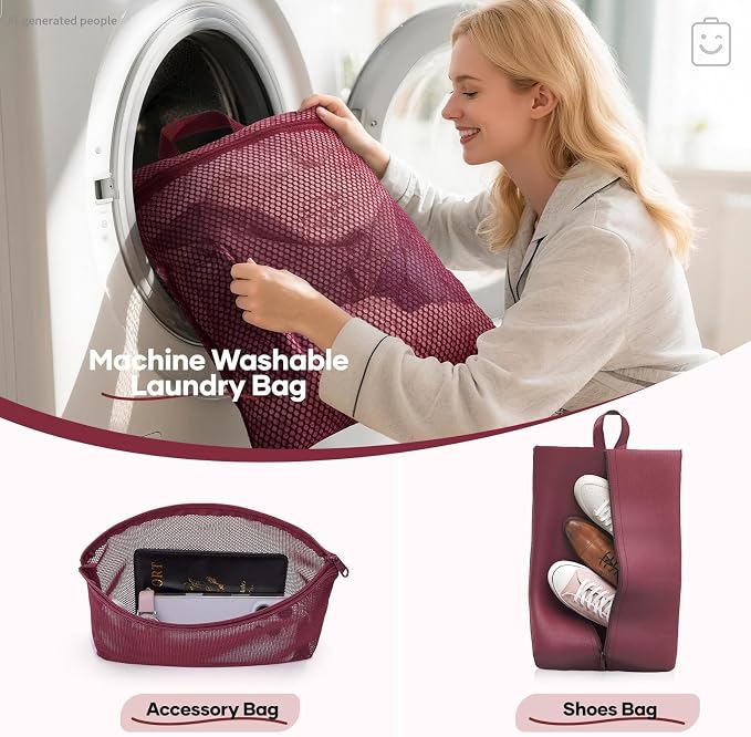 Veken 9/11 Set Compression Packing Cubes Garment Bags for Travel Essentials,Compressible Expandable Luggage Organizer Bags for Clothing,Space Saver Bags with Over 1000 pcs of Mesh Holes(Wine Red) - Image 7