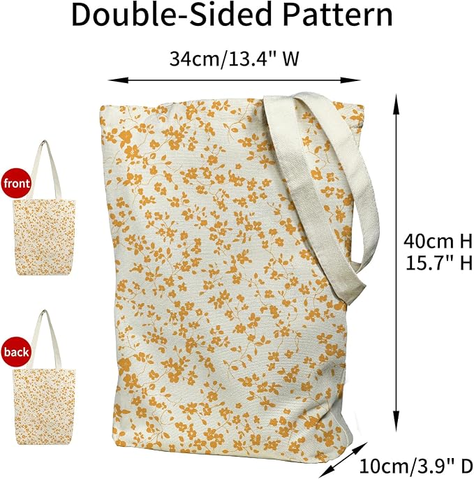 itgowisa Canvas Tote Bag for Women, Tote Bag with Zipper Inner Pocket, Zippered Canvas Bag for Shopping Work Grocery Everyday - Image 5