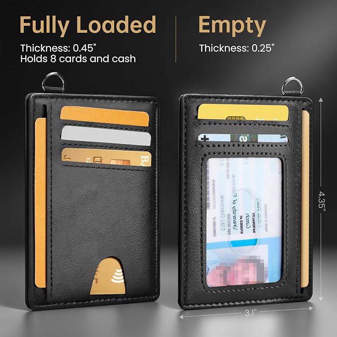 Mayski Slim Wallet, Credit Card Holder for Women, Minimalist Front Pocket RFID Blocking Card Cases, Small Wallet Women Men(Oiled Wax Black) - Image 8
