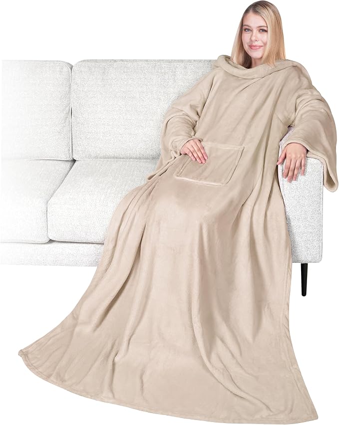 PAVILIA Wearable Blanket with Sleeves for Adult Women Men, Cozy Fleece Warm Wrap Throw with Arms, Gifts for Christmas, Wife by PAVILIA