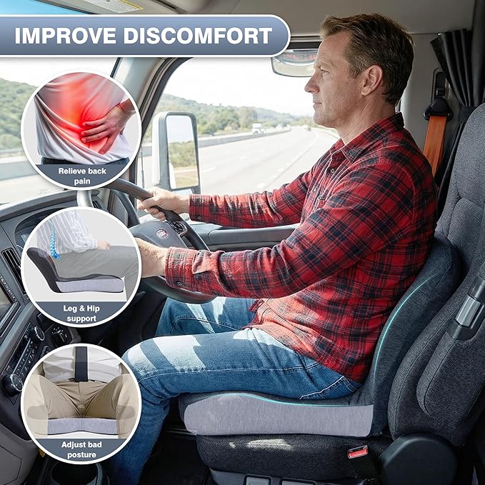 Memory Foam Car Seat Cushion – Ergonomic Driver Seat Cushion for Sciatica & Tailbone Pain, Breathable Non-Slip Car Seat Pad with Lumbar Support for Car, Truck, SUV, Office Chair - Image 5