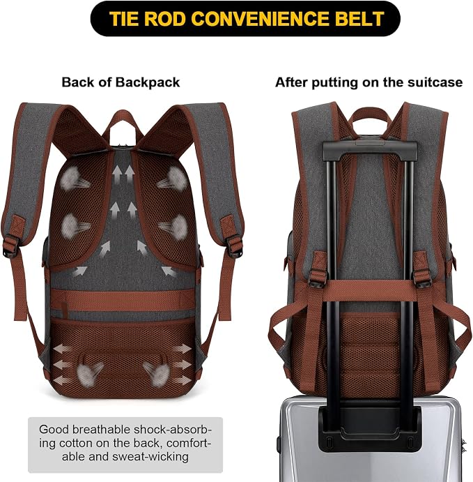 Tzowla Canvas Laptop Backpack-Anti Theft Bag for Men Women,Rucksack Fits 15.6Inch Laptop, Work Travel with Lock - Image 5