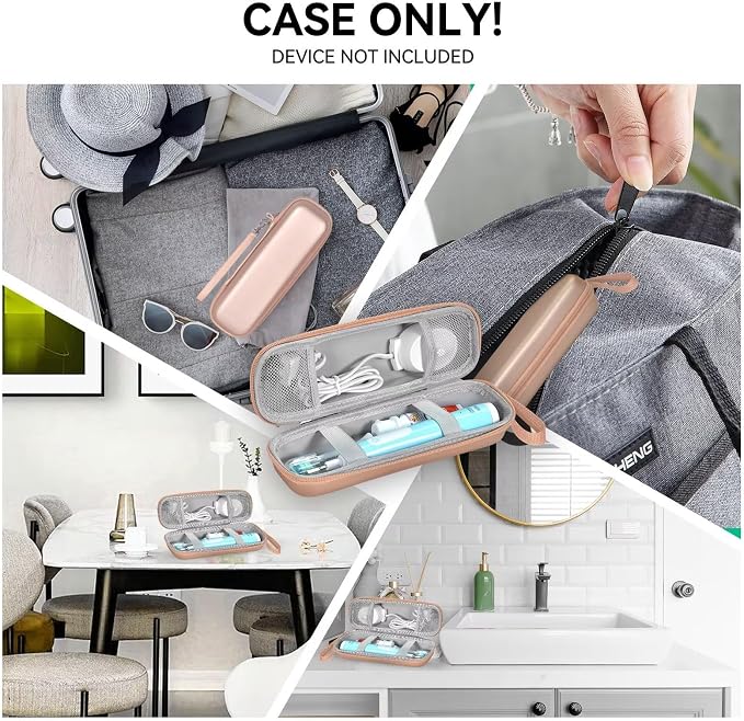 Toothbrush Travel Case for Oral B/Oral-B Pro 1000 1500 5000 7000 7500 6000 9600/ Phlips Sonicare 4100 5100 1100 6100 5300 Electric Toothbrush, Portable Hard Protective Storage Bag (Gold) - Image 6