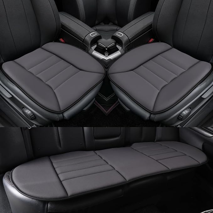 kingphenix 3-Piece Memory Foam Car Seat Cushion Set for Driving Comfort | 2 Front Seat Cushions and 1 Rear Bench Pad, 1.2-Inch Memory Foam, Non-Slip Bottom for Sedan, SUV, Truck and Van, Dark Grey by kingphenix
