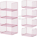 4-Tier Closet Organizers and Storage, Stackable Closet Organizer Basket, Foldable Closet Shelf Organizer Basket, Stackable Storage Bins and Organizer Shelves for Home Closet Organizer System, Pink by FollowWithYociyogaTogether