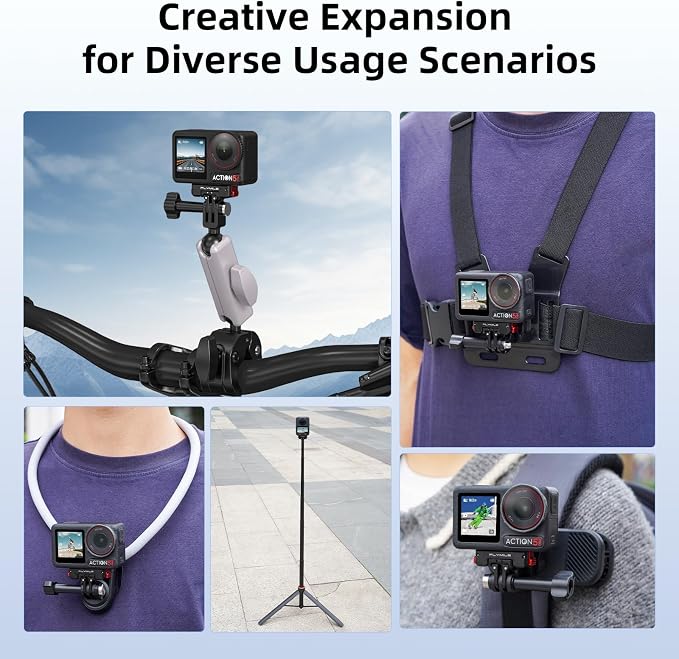 Action 5 Pro Magnetic Quick-Release Mount, 360° Horizontal Rotation Aluminum Alloy Adapter for DJI OSMO Action 5 Pro/4/3/360, with 1/4" Threaded Hole & Foldable Action Camera for Tripod Accessories - Image 5