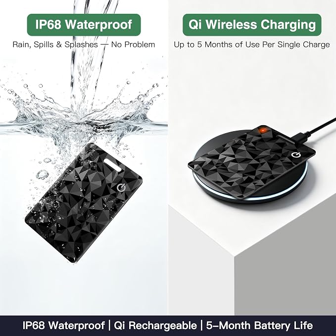 Wallet Tracker Card, Rechargeable, Works with Apple Find My | 1.6mm thin, Qi rechargeable, 5-month battery, IP68 waterproof, Left-Behind Alerts, iPhone & iPad compatible - Image 6