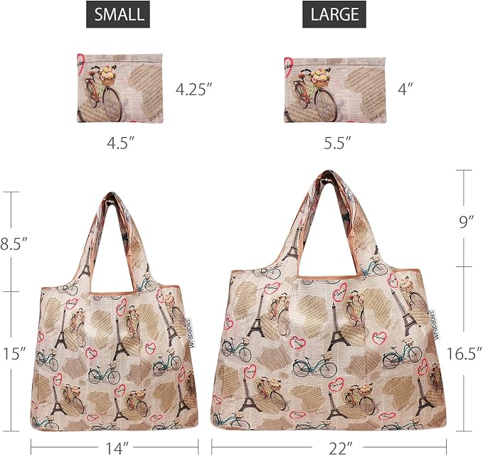 allydrew Large Foldable Tote Nylon Reusable Grocery Bags - Image 2