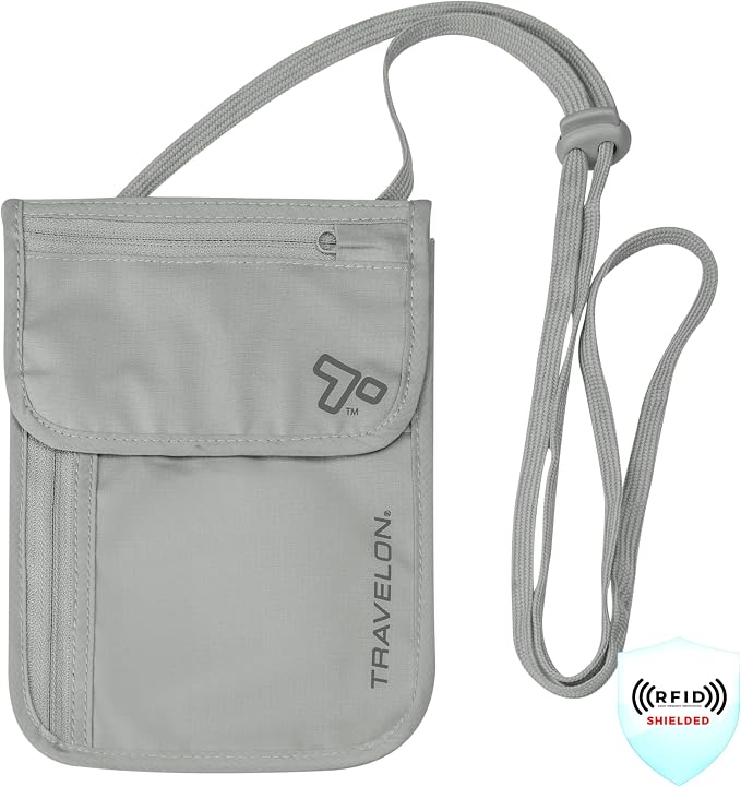 Travelon Rfid Blocking Undergarment Neck Pouch Travel Wallet, Gray, One Size - Image 2