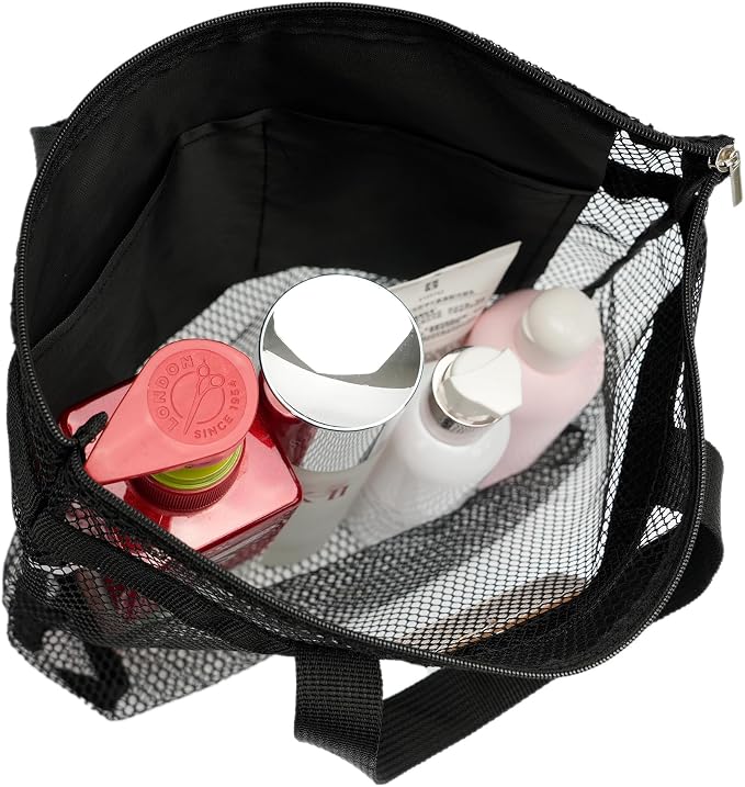 Mesh Shower Caddy Bag Portable Hanging Toiletry and Bath Organizer with Zipper for Travel, Gym, Camping, College Dorms, Beach - Image 2