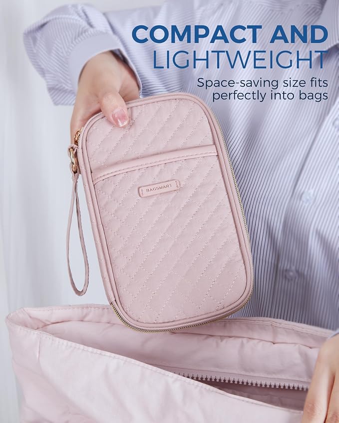BAGSMART Cord Organizer Travel Cable Organizer Bag Tech Electronic Organizer Travel Case, Travel Essentials for Charger, Cable, Phone, Flash drive, Single Layer - Pink | Travel Essentials, Tech Organizer Pouch, Cord organizer bag for Cables, Compact Tr... - Image 3