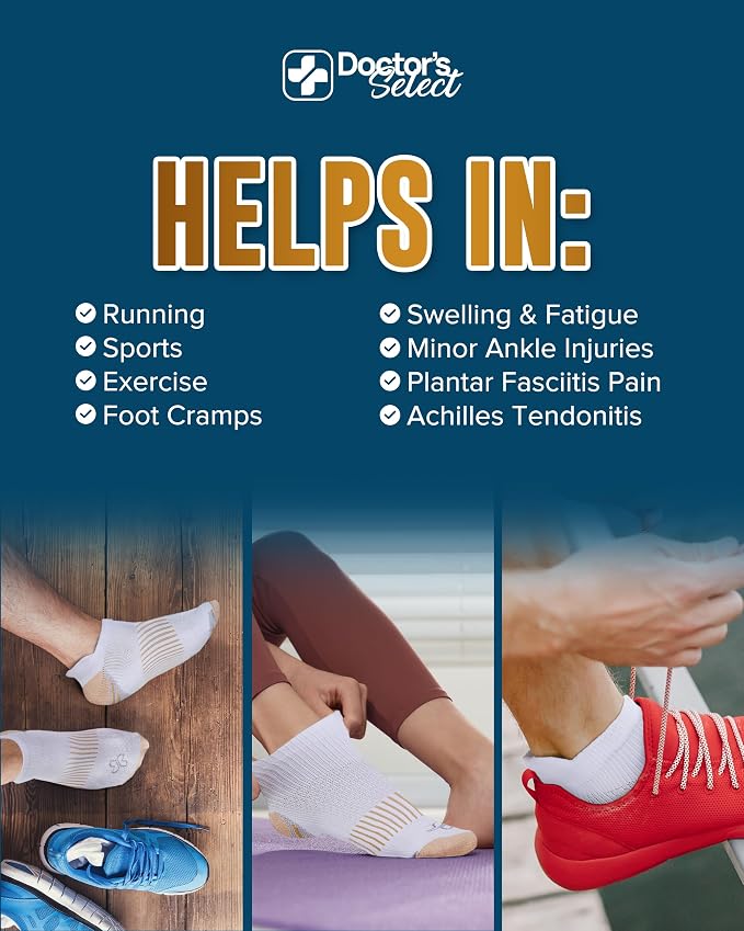 Doctor's Select Copper Ankle Compression Socks for Women and Men - 4 Pairs | Athletic Running Plantar Fasciitis Socks - Image 4