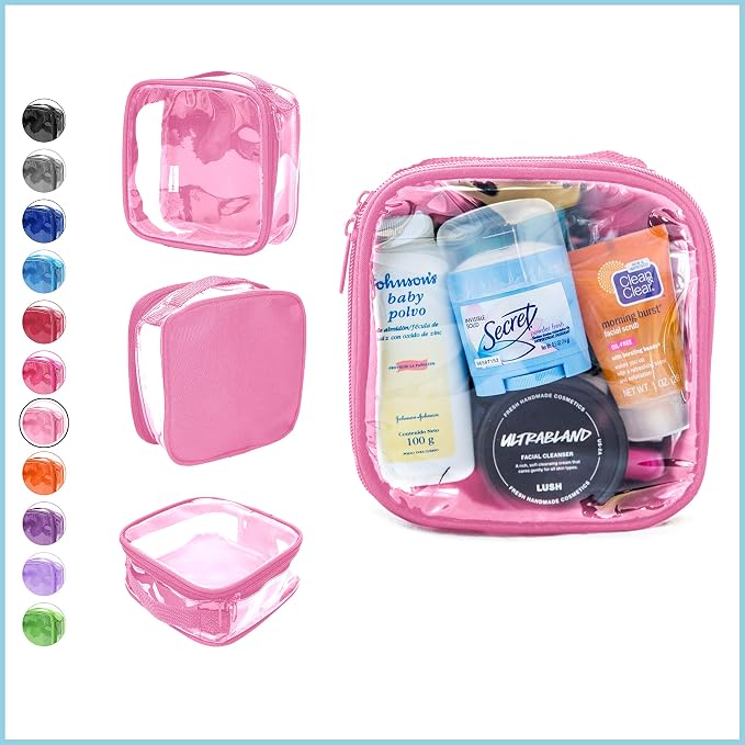 Clear TSA Approved 3-1-1 Travel Toiletry Bag for Carry On/Quart Size Transparent Liquids Pouch for Airport Security/Reusable See Through Vinyl & PVC Plastic Organizer Men Women (Rose) - Image 2
