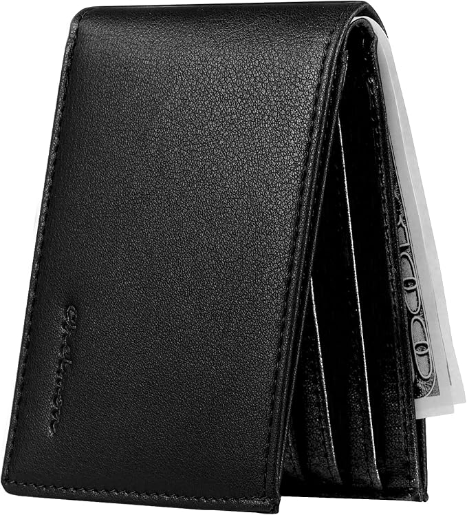 Chelmon Slim Wallet for Men ID Window with RFID Blocking Front Pocket Minimalist Bifold Bussiness Card Holder Gift for Men by Chelmon