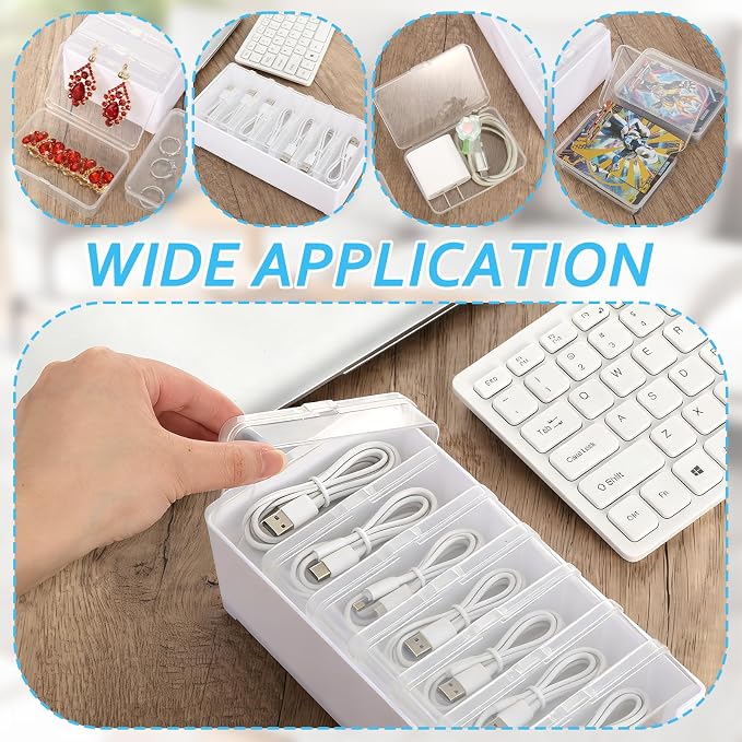 4 Set Cable Organizer Box with 28 Clear Switch Case Power Cord Organizer Desktop Cable Management Box Desktop Charger Cord Storage Organizer Box for Office Home Desk Accessories Stationery Supplies - Image 4