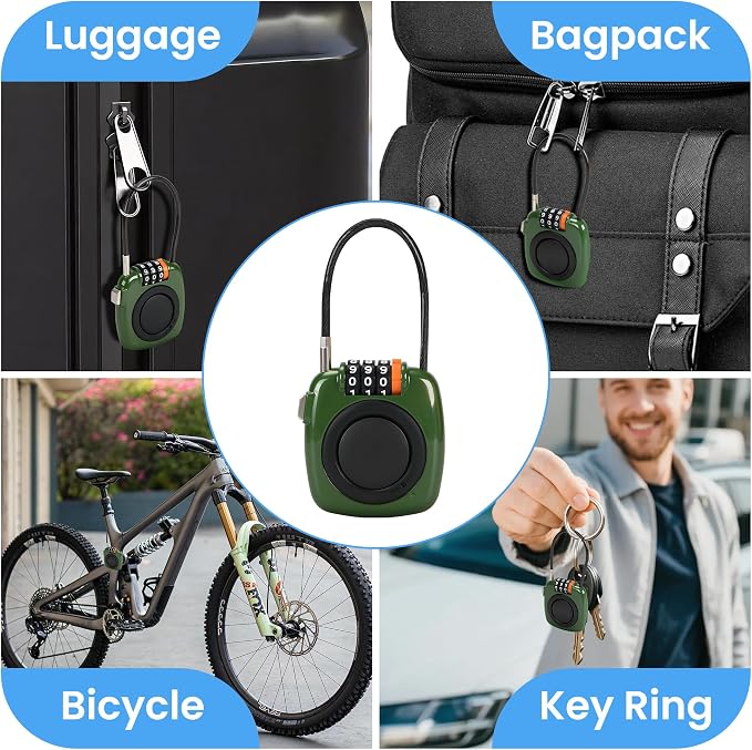 3-Digit Combination Holder Lock Compatible with Apple AirTag, Steel Cable – Alloy Body Ultra Durable Secure Anti-Theft for Luggage, Backpack, Bags, Suitcase, Gym Locker, Travel Safe (Green) - Image 7