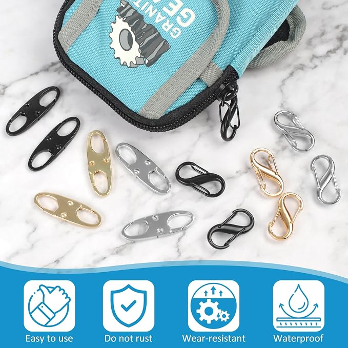Phinus Lock Combo, Total 21PCS Clips Anti-Theft, Locks Anti-Theft for Luggage, Clothing, Backpacks, Boots, Purses, Travel Outdoor Sports(Black, Silver, Gold) - Image 5