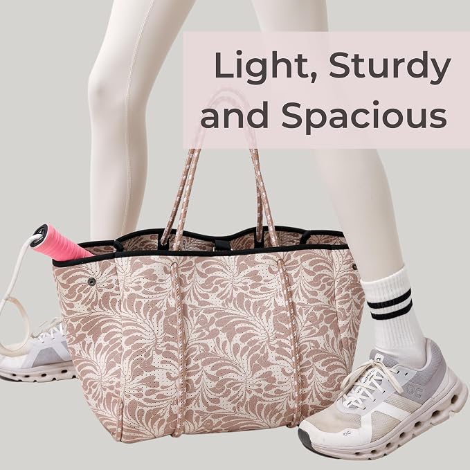 POPUPS Large Neoprene Tote Bag for Women - Everyday Designer Handbag for Travel Work and Beach with Pockets and Zipper Pouch - Image 7