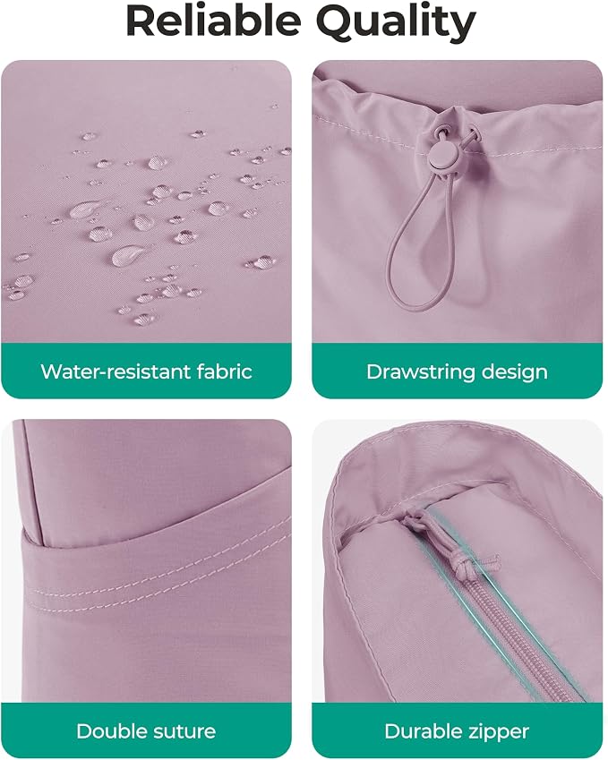 BAGSMART Foldable Tote Bag with Drawstring Bag, Tote Bag Shoulder Bag Top Handle Handbag for Travel, Work, Beach, Gym - Image 6