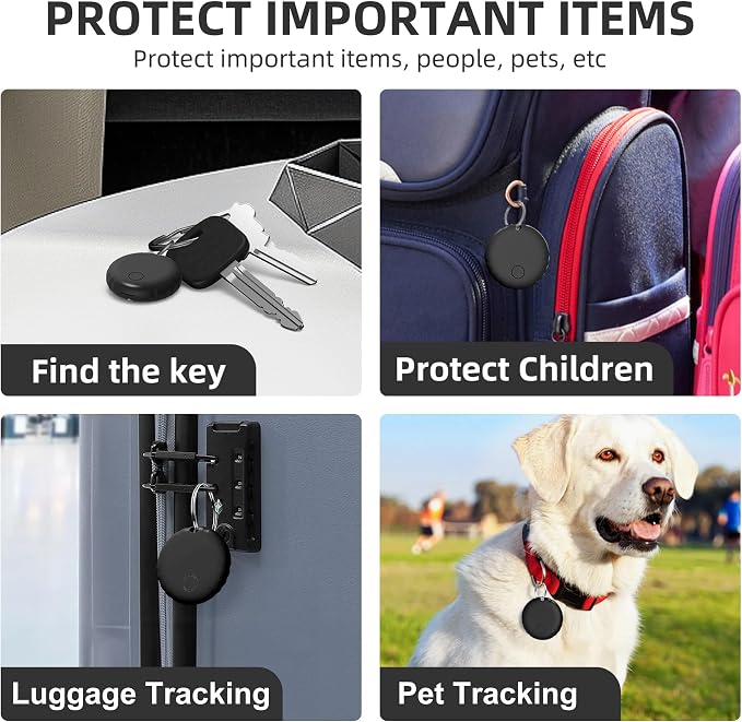 Tracker Tag, Smart Tag Works with Find My App (iOS Only), Keys Finder and Item Locator for Luggage, Backpack, Suitcases and More, Replaceable Battery, IP67 Waterproof Tracking Tags-3 Pack (Black) - Image 5