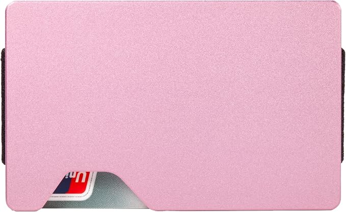 Minimalist Wallet for Men, Slim Metal RFID Blocking Wallet Credit Card Holder Money Clip & Cash Strap, Scratch-Resistant Holds 15 Cards,Ideal Gift for Men | Matte Pink - Image 2