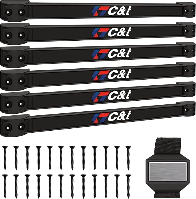 Magnetic Storage Organizer Tool Holder, Magnetic Tool Holder Strip, 6-Pack Magnetic Tool Bar,1-Pack Wrist Magnetic Holder for Garage,Shop and Kitchen | Garage Wall Mount Rack- Mounting Screws Included by CT