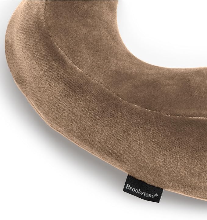 Brookstone Neck Travel Pillow Lightweight Contoured Memory Foam Support | Structured Shape Keeps Your Head Aligned While Seated, Soft Fleece Cover Feels Gentle Against Skin on Flights or Car Rides - Image 3