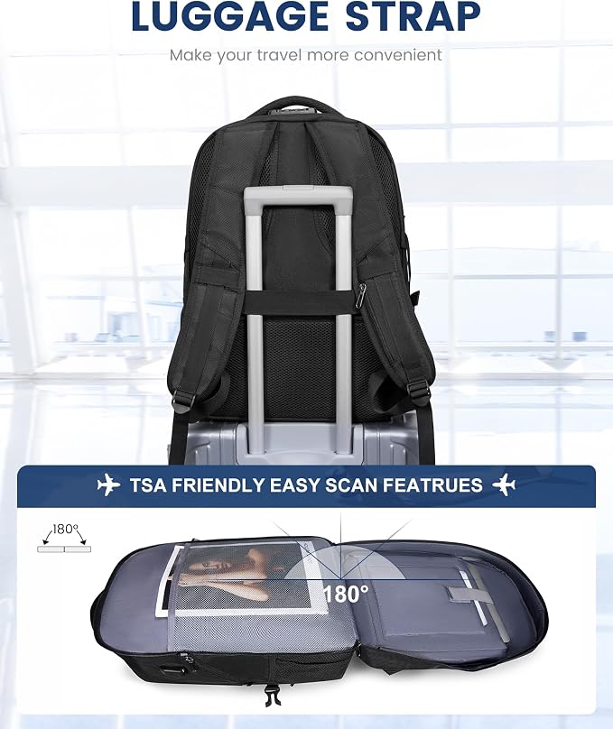 LOVEVOOK Large Laptop Backpack for Men,17.3Inch Heavy Duty Travel Backpack | TSA-Friendly with Anti-Theft,Carry On Flight Approved,College Work Bookbag,Water Resistant Business Backpack for Men Women - Image 4
